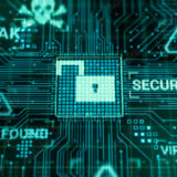 A digital interface showing a glowing open padlock icon surrounded by warnings such as DATA LEAK, SECURITY BREACH, EXPLOIT, and VIRUS DETECTED, symbolising a cyber security breach.